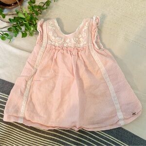 Mayoral Linen Cotton Blend Lace Trimmed Dress